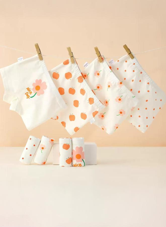 Pack of 4 - Girls Printed Cotton Briefs
